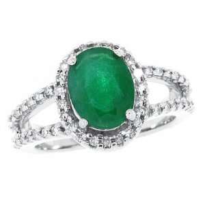  2.52CT Genuine Emerald and Diamond Ring in 14Kt White Gold 