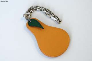 Authentic HERMES Fruit Pear Leather Key Chain Bag Charm  