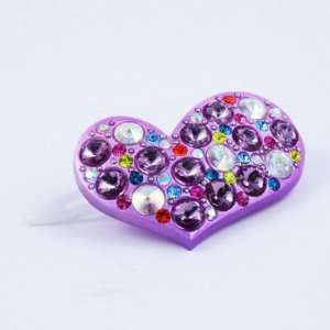  Purple heart shape hair pin with crystal 