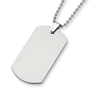   Tungsten Carbide Dog Tag (2.0in) on 24 Inch Steel Bead Chain Chisel