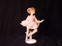 Porcelain Ballerina Doll W/ Stand   Pink Dance   Gift  