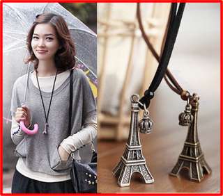Women Fashion Vintage Retro Eiffel Tower Necklace Sweater Chain 