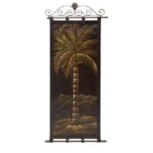 metal holder with leather wall hanging 57h, 24w 