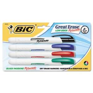 BIC Retractable Low Odor Dry Erase Marker, Chisel Tip 