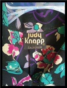 Floral Print Sleeveless Top Blouse Black Purple Teal Pink SZ M/L? Judy 