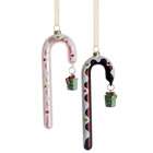   Glass Candy Cane Ornament (2 ea./set) Chocolate Pink (Pack of 6