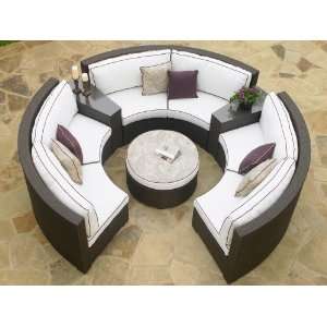  NorthCape Melrose Wicker 6 Piece Curved Sofa Set Patio, Lawn & Garden