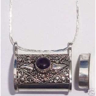 St Silver Amethyst Heart Prayer Wish Box Locket Pendant  EE Jewelry 