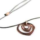 Banquet Fashion Jewelry Brown Leather Cord Bronze Hoops Pendant