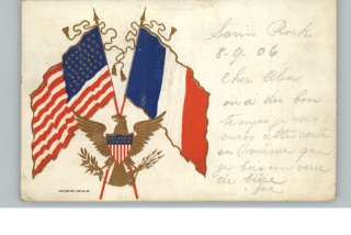 American and French Flags c1910 Postcard  