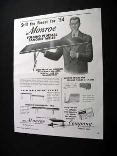 Monroe Folding Pedestal Banquet Tables 1954 print Ad  