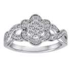 4cttw Diamond Vintage Flower Cluster Ring in Sterling Silver