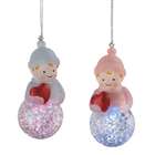   of 12 Lighted Blue/Pink Babies with Hearts Shimmer Christmas Ornaments