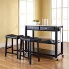 Crosley Stainless Steel Top Kitchen Cart/Island in Black with 24 