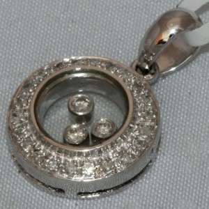 14k white gold floating diamonds round shape dangling pendant  
