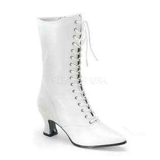 FUNTASMA Wht Pu Womens Victorian Boots, 2 3/4 