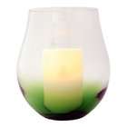 Pacific Accents Green Bordeaux Glass Hurricane Flameless Candle Holder 