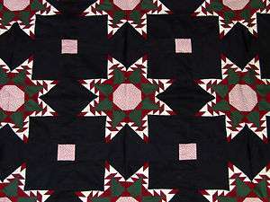   Handmade Patchwork Graphic Amish Styled Feathered Star   QUILT TOP