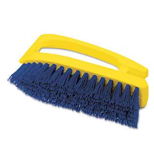   Handle Scrub Brush, 6&& Brush, Yellow Plastic Handle/Blue Bristles