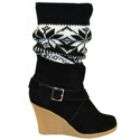 MUK LUKS® Womens Buckled Wedge with Sock Black