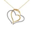 cttw Diamond Double Heart Pendant. 10K Yellow Gold