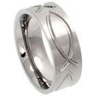   Band Ring with Ichthys Christian Fish (Available in Sizes 6 to14