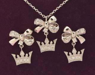 ESTINA Sterling Silver Tiara Necklace& Earrings Set  