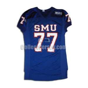   Blue No. 77 Team Issued SMU Russell Football Jersey