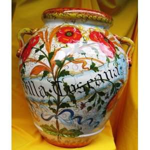  Florence 22 h. Poppy Decorative Urn Italian Ceramics 