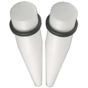  9/16 inch (14mm)   White UV Acrylic Ear Large Gauges 
