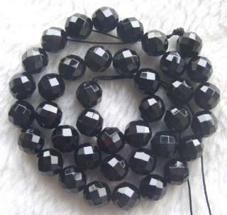 10mm 15inch Black Onyx Faceted Round Beads  