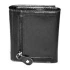 Kozmic Leather Trifold Wallet in Black