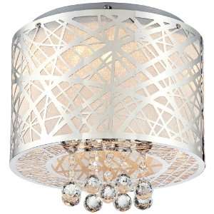  Possini Euro Design Metal Drum and Crystals Ceiling Light 