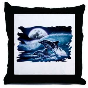  Throw Pillow Moon Dolphins 