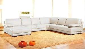2227 Italian Leather Living Room Sectional Sofa White  