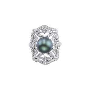  2/5 (0.37 0.45) Ct Diamond & Tahitian Black Pearl Ring in 