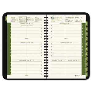   Appointment Book, 4 7/8 x 8, 12 Months, Green Cover