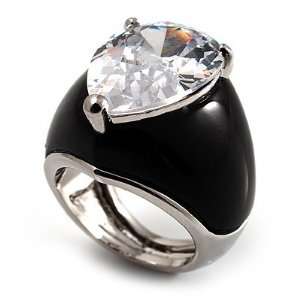  Pear Cut Clear Swarovski Crystal Fashion Ring   size 7 