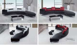   MODERN ULTRA BONDED LEATHER BLACK SECTIONAL RED PILLOWS 3PC SET  