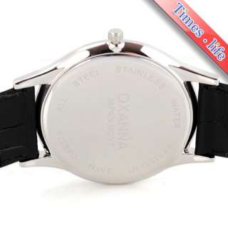 Black Vintage Quartz Wrist Watch Mens Real Leather Date Japan Movt 