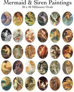 UNIQUE MERMAIDS & SIRENS Collage Sheet OVAL ART IMAGES*  