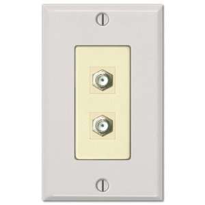  Almond Steel   2 Cable TV Wallplate