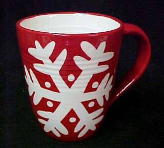 Hallmark Red White Snow Snowflake Christmas Mug Cup  