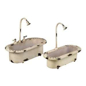 Sink Distressed Country Cream Planters (Set Of 2) 128 1022/S2  