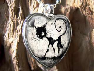   Halloween Heart Horror Sterling Silver Pendant Necklace 479 HF  