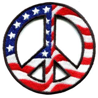 Peace sign American flag hippie retro peace love weed pot iron on 