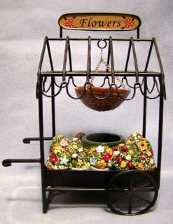 Hanging Tart Warmer Flower Cart Vendor Tea Light Home Interior Ceramic 