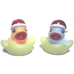  Bath time Mini Light Up Rubber Duckie with Santa Cap (2 