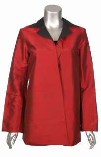 Sutton Studio Women Red Black 100% Silk Reversible Topper Jacket 