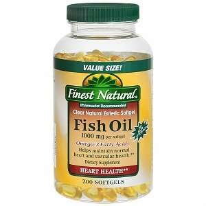  Finest Natural Fish Oil Enteric 1000Mg Softgels, 200 ea 